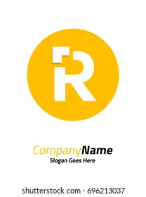 Letter R initial logo circle template vector 