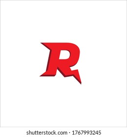 Letter R Initial Logo Design Template Isolated On White Background. Alphabet Thunder Logo Concept. Hot Red Color Theme.