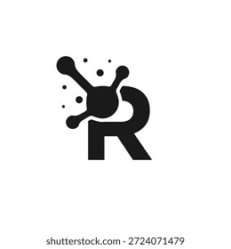 Letra R inicial con la Plantilla de diseño de logotipo Molecule Connect.