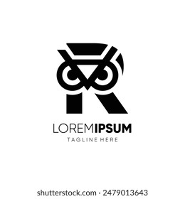 Letter R Initial Owl Logo Design Vector Icon Graphic Emblem Symbol Illustration