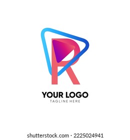 Buchstabe R erste Wiedergabe Logo-Design-Vektorsymbol Grafik-Emblem-Illustration