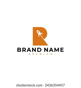LETTER R INITIAL ROCKET LOGO VECTOR ICON ILLUSTRATION