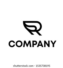 letter R initial shape vector logo