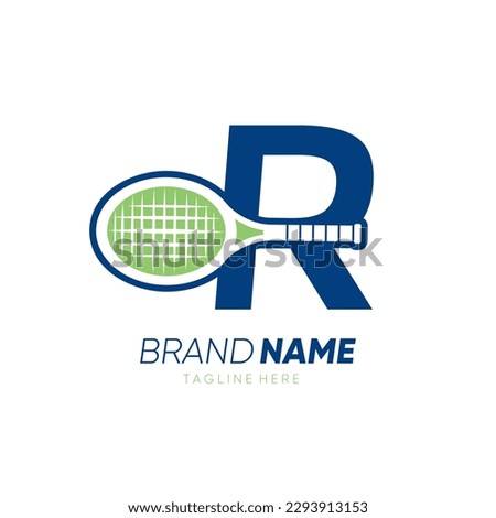 Letter R Initial Tennis Racket Logo Design Vector Icon Graphic Emblem Illustration [[stock_photo]] © 