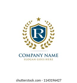 Letter R initial wreath logo template