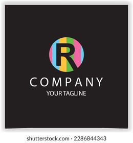 letter r initials logo with colorful circles suitable for paint logo premium elegant template vector eps 10