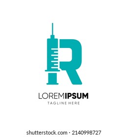 Letter R Injection Logo Design Vector Icon Graphic Emblem Illustration 