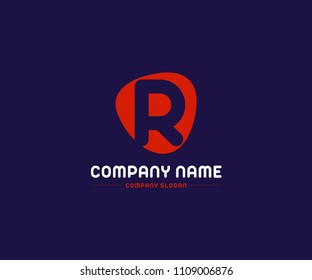 Letter R inside abstract oval circle logo