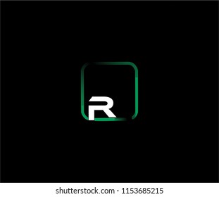 Letter R inside abstract square shape futuristic logo design