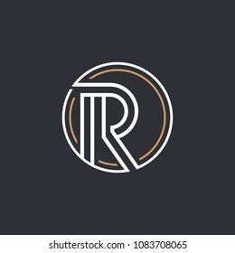 letter r inside circle monogram logo vector