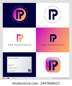 Letter R inside letter P. PR monogram. Public relation logo.  Identity and app icon for Public Relation technology..