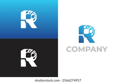 Letter r internet logo, letter r connect logo design, technology logo template, letter r, data logo