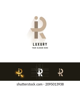 Letter R or iR monogram logo with grid method design