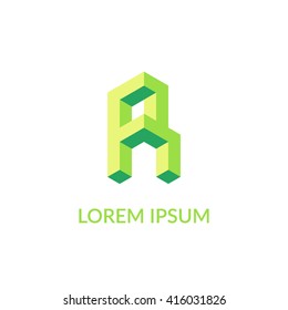 Letter "R" isometric logo design.