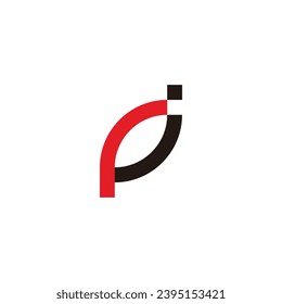 Letter r j curve, outlines geometric symbol simple logo vector