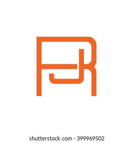 letter R and J monogram square shape logo orange