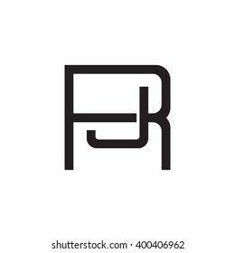 letter R and J monogram square shape logo black