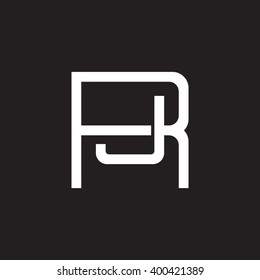 letter R and J monogram square shape logo white black background