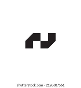 letter r and J. letter N fold simple symbol logo vector