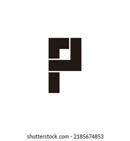 Letter r, J and P square, outline geometric symbol simple logo vector