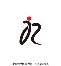 letter r or jr simple sign line ink logo vector