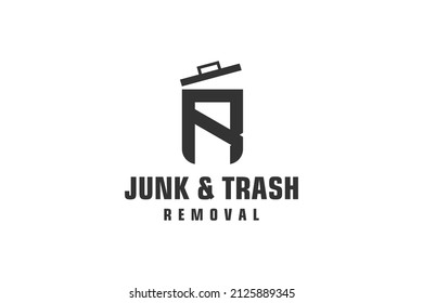 Letter R for junk removal logo design, environmentally friendly garbage disposal service, simple minimalist design.