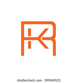 letter R and K monogram square shape logo orange