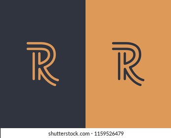 Letter R and K or RK line logo design. Linear minimal monochrome monogram emblem. Universal elegant vector sign. Premium gold logotype. Graphic alphabet symbol for corporate business identity