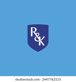 Letter R and K with shield logo design. Minimal RK monogram vector illustration