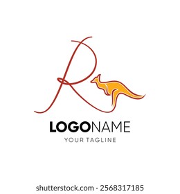 Letter R Kangaroo Logo Design Vector Icon Graphic Emblem Illustration