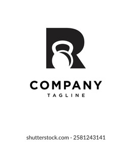 Letter R Kettlebell Logo Icon Vector