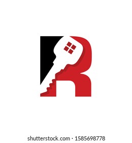 Letter R With Key Logo Vector 001