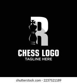 Letter R King of Chess Logo Design Template Inspiration, Vector Illustration.