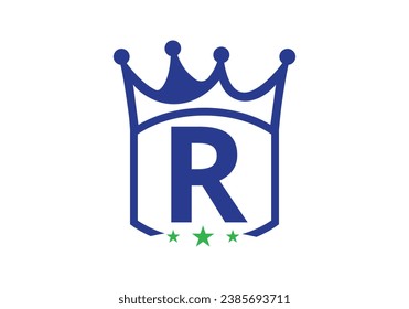 Letter R king crown Design Vector Template. letter logo icon design with king crown Template 