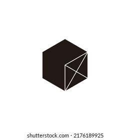 Letter r kite, hexagon geometric symbol simple logo vector