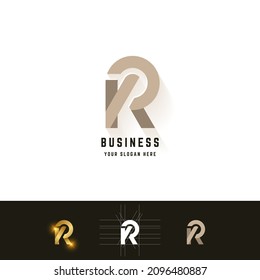 Letter R or KR monogram logo with grid method design