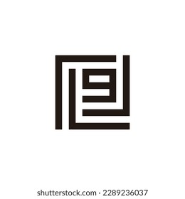 Letter r, L, g and J square geometric symbol simple logo vector