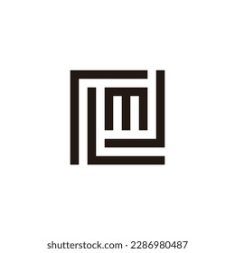 Letter r, L, m and J square geometric symbol simple logo vector