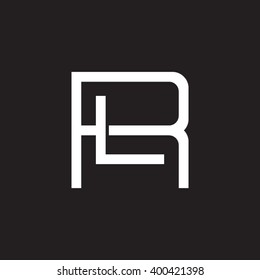 letter R and L monogram square shape logo white black background