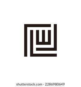Letter r, L, w and J square geometric symbol simple logo vector