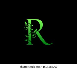 letter R leaf icon logo design concept, floral logo icon design.