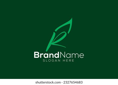 Letter R leaf icon logo design vector template
