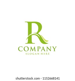 Letter R leaf initial logo