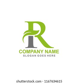 Letter R Leaf Initial Logo Template