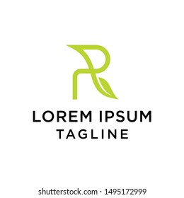 Letter R Leaf Initial Logo Design Template