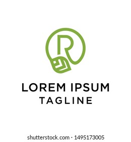 Letter R Leaf Initial Logo Design Template