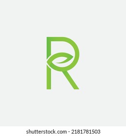 Letter R Leaf Logo Concept sign icon symbol Design. Natural Leaf Logo Design. Vector illustration logo template