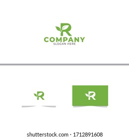 Letter R Leaf Logo Design Template