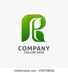 Letter R leaf logo design