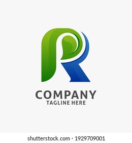 Letter R leaf logo design